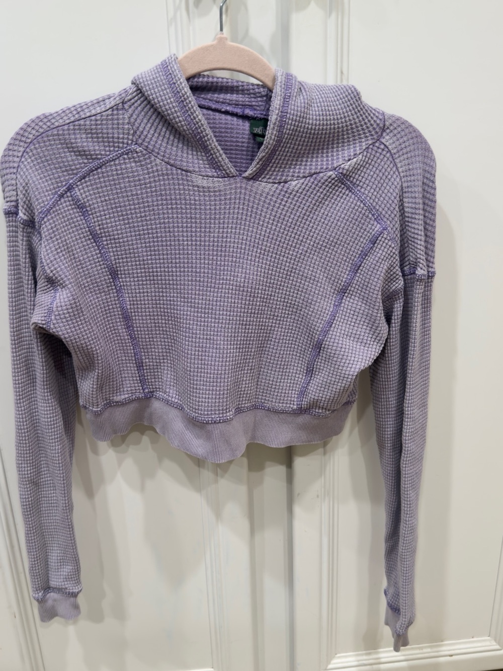 wild fable Lavender Cropped Waffle Hoodie Sweater